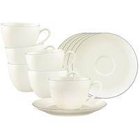 KAFFEETASSEN MIT UNTERTASSEN Savona Grey Line creme 270 ml 6er Set - Creme, Keramik (16/8.3/16cm) - Seltmann Weiden
