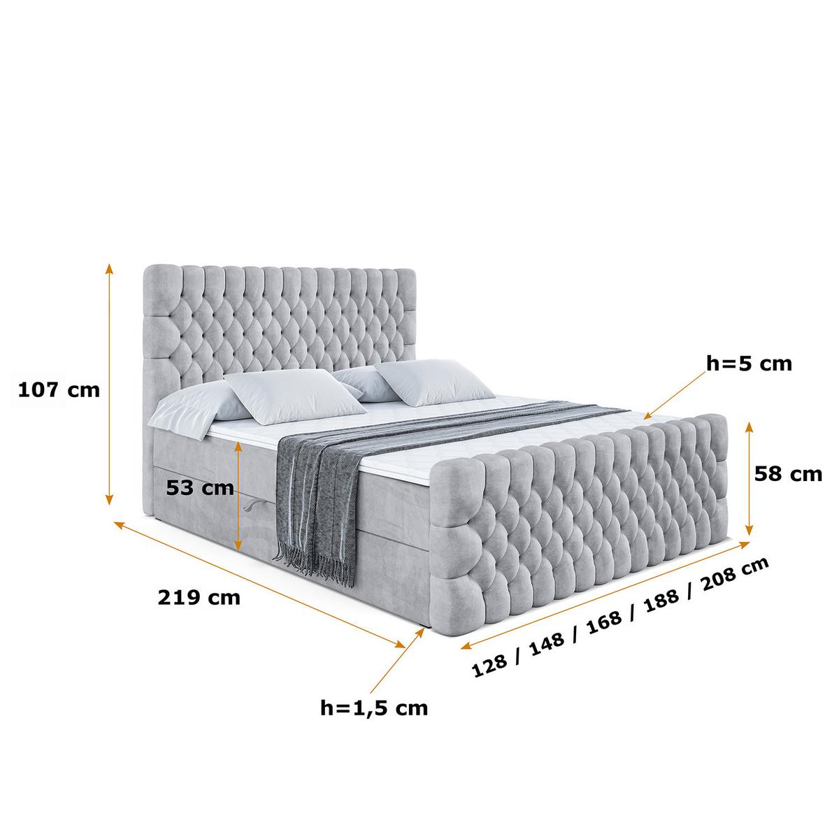 BOXBETT SERENE-Z - 140 x 200 - H4 - Hellgrau - Hellgrau, Holzwerkstoff (140/200cm) - ALTDECOR