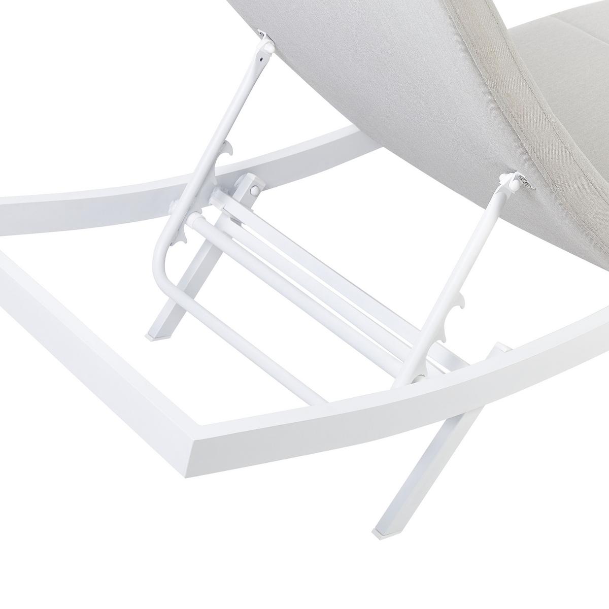 GARTENLIEGE 2er Set Grau Amelia - Weiß/Grau, Textil (66/91/199cm) - Beliani
