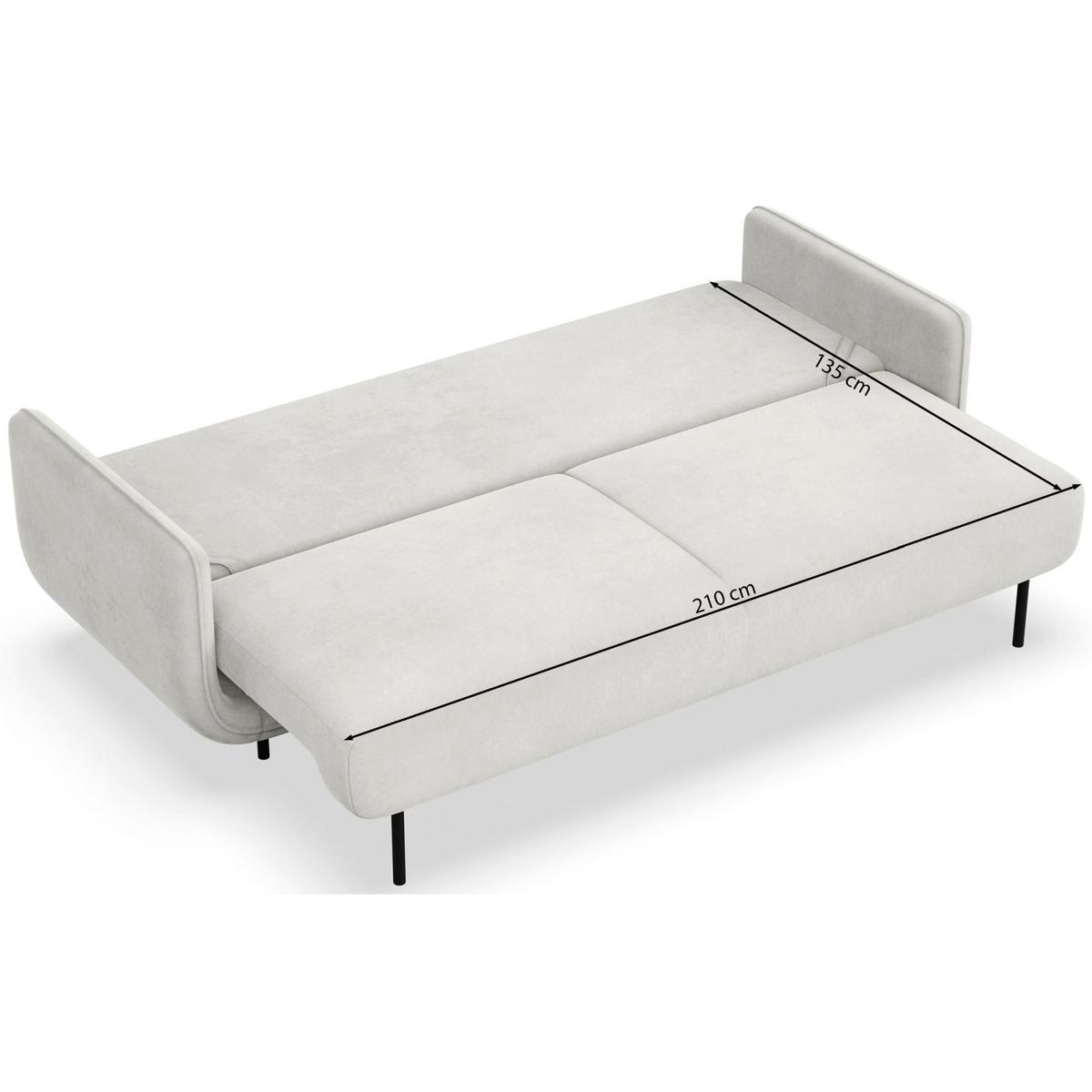 SCHLAFSOFA Ovals Hellbeige - Ecru/Schwarz, Textil/Metall (236/95/96cm) - Selsey