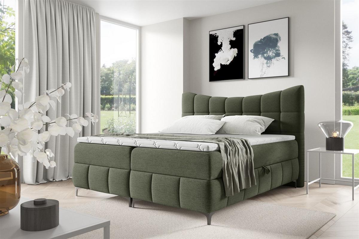 BOXBETT Charles Premi.. In Aragon - Grün, Holzwerkstoff/Textil (160/200cm) - Fun Möbel