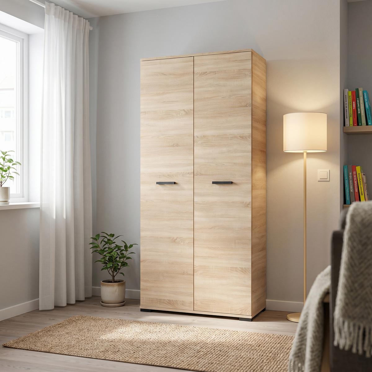 DREHTÜRENSCHRANK ALBANO 90/186/56cm 2-türig Sonoma Eiche - Sonoma Eiche, Holzwerkstoff (90/186/56cm) - MASSENO