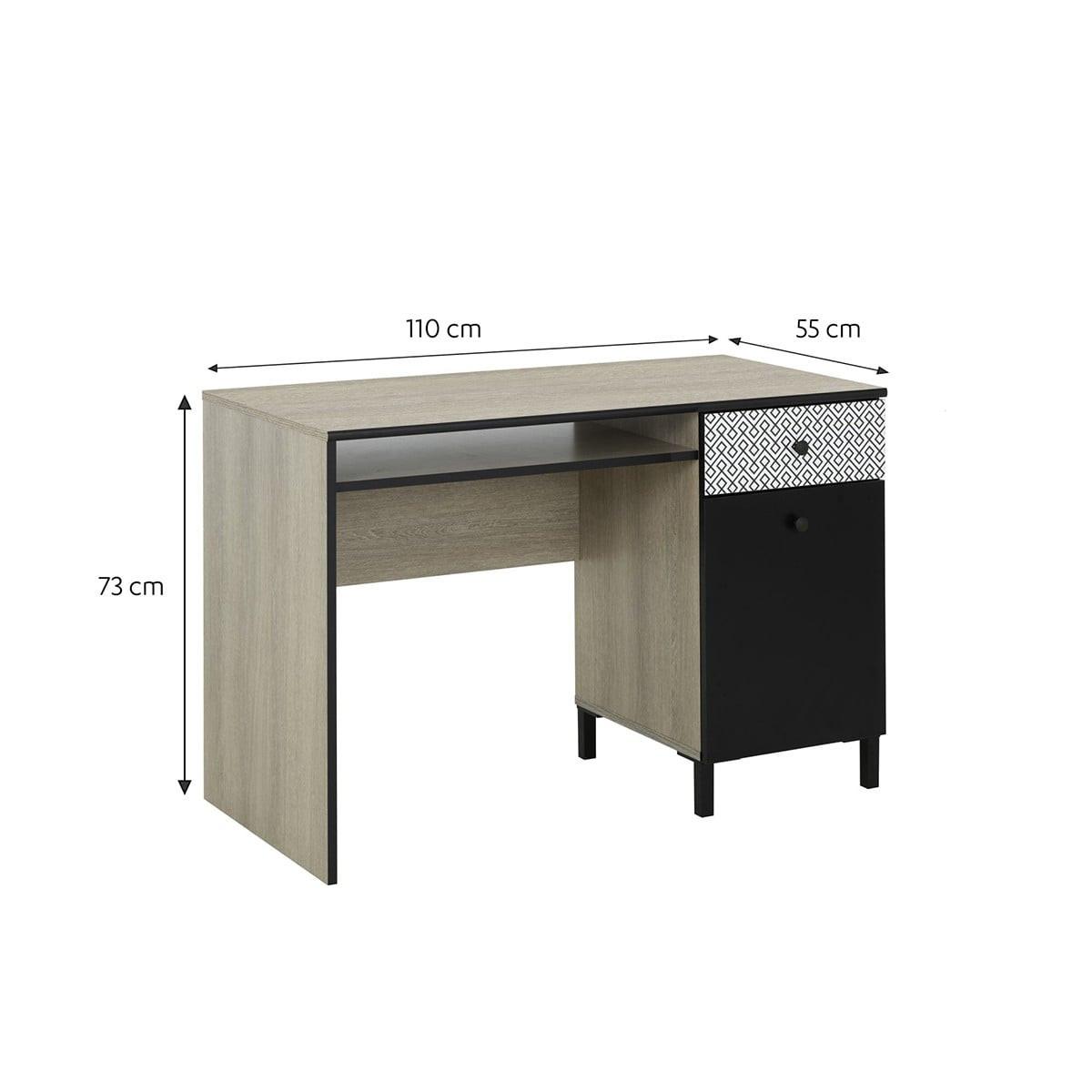 SCHREIBTISCH 1 Tür 1 Schublade Jakarta -Französisch Herstellung - Eschefarben, Holzwerkstoff (50/50/73cm) - Calicosy