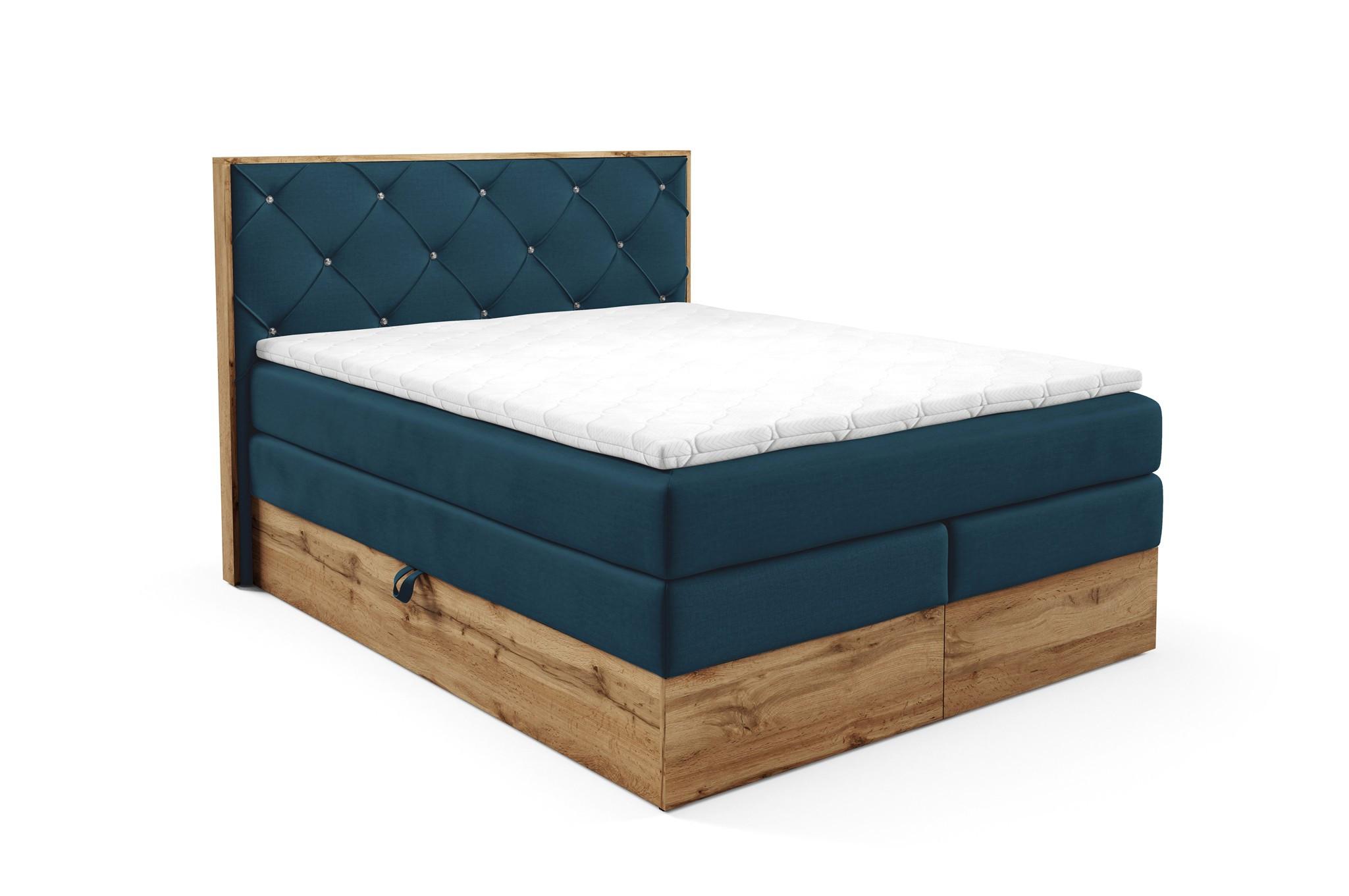BOXSPRINGBETT Navel - Blau, Holzwerkstoff/Textil (160/200cm) - Fun Möbel