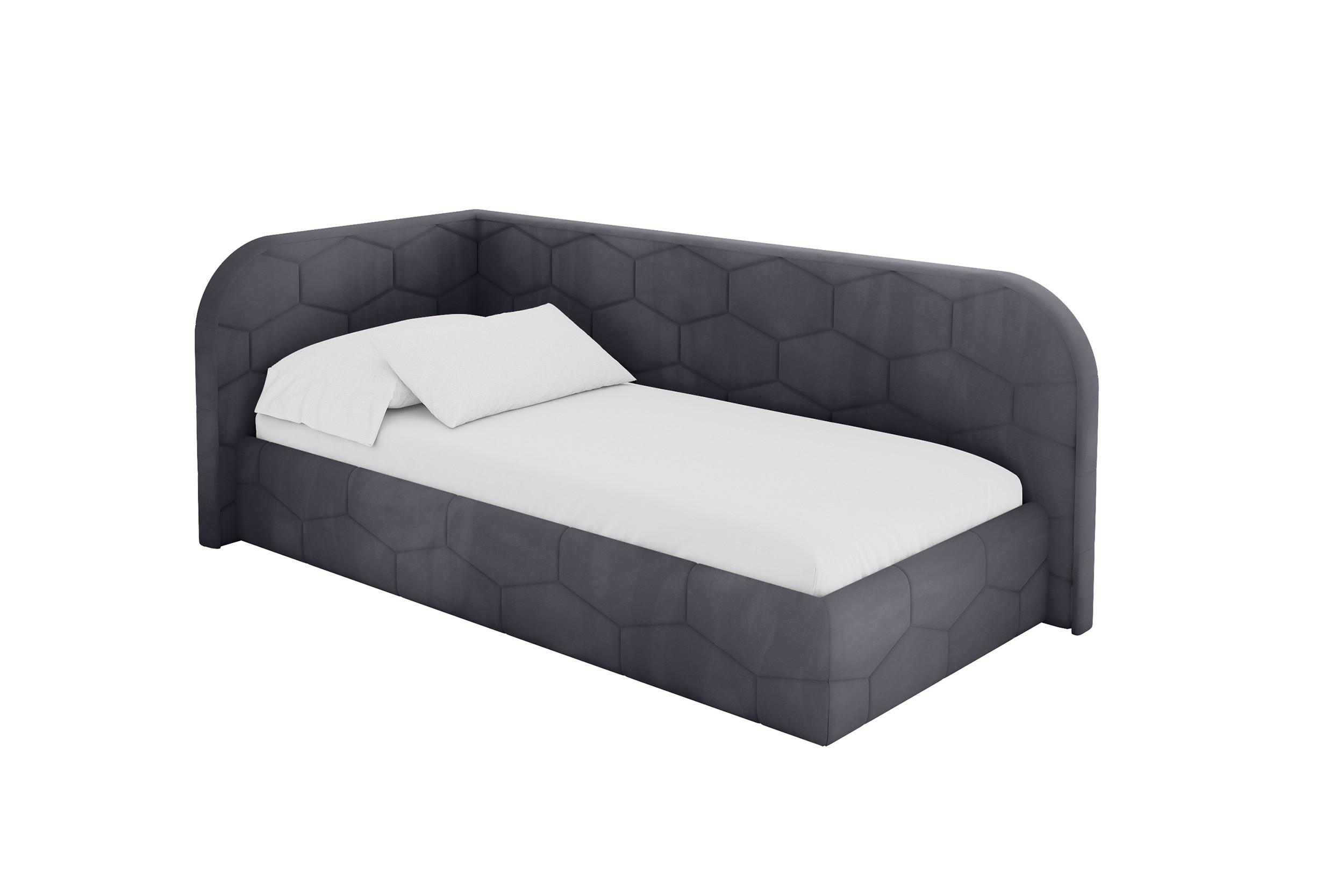EINZELLBETT Jugendbett mit Bettkasten und Matratze H3/H4, Rechts - JAXY 100x200 Dunkelgrau - Titanfarben, Holzwerkstoff/Textil (100/200cm) - ALTDECOR