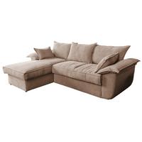 ECKSOFA DAMETO Braun Cord Mit Schlaffunktion - Schwarz/Braun, Kunststoff/Textil (266/174cm) - KAWOLA