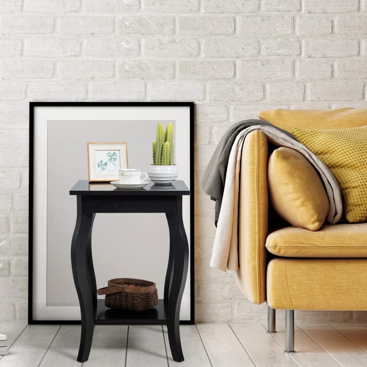 NACHTTISCH 60cm Schwarz(2er-Set) - Schwarz, Holz (40/40/60cm) - COSTWAY