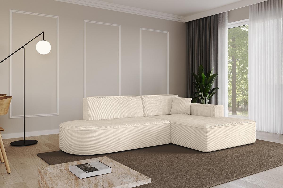 ECKSOFA Ottomane Rechts IREA-L1-v4 - 232x165x77 cm Beige - Champagner/Beige, Holzwerkstoff/Textil (232/165cm) - ALTDECOR