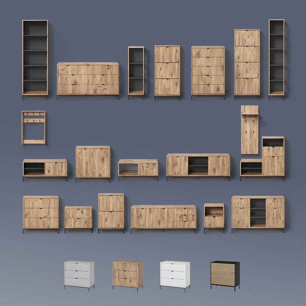 LOWBOARD Aterno Viking Oak 150 x 60 cm mit 2 Türen - Eichefarben, Holzwerkstoff (150/60/40.1cm) - Livinity®