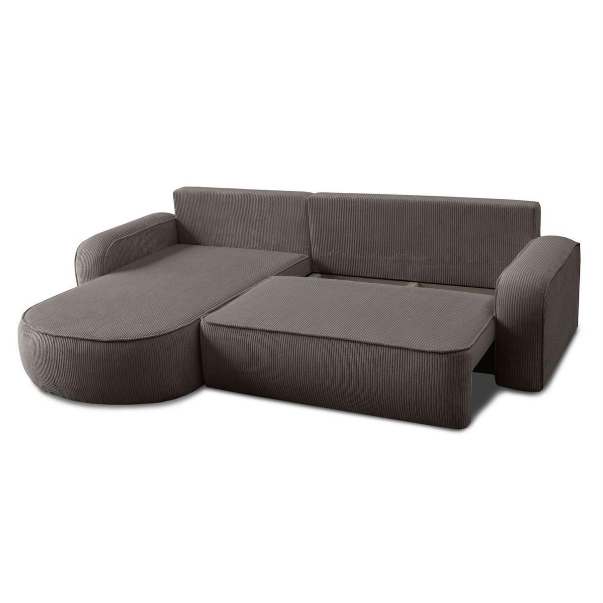 ECKSOFA VENUS mit Schlaffunktion und Bettkasten, Poso 04 - Braun, Textil (275/178cm)