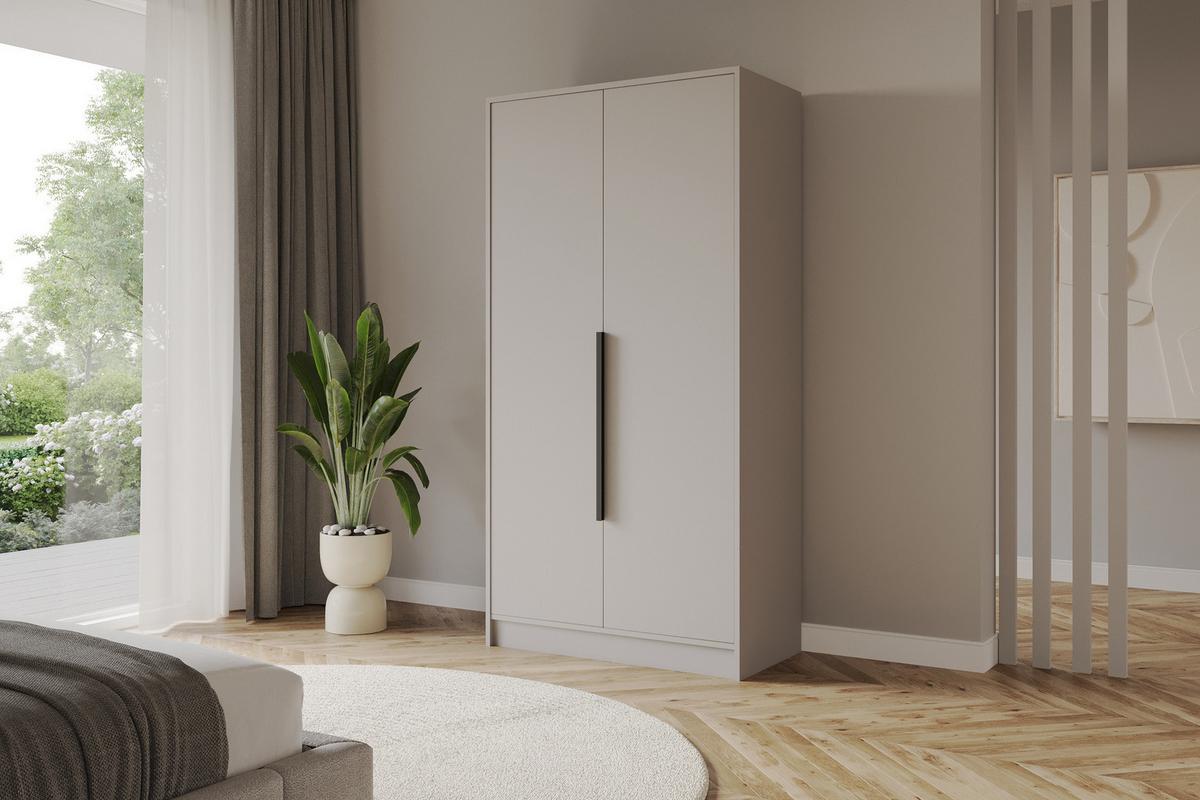 KLEIDERSCHRANK - PORTO - 102 - Kaschmir - Kaschmir/Schwarz, Holzwerkstoff (102/200/51cm) - ALTDECOR