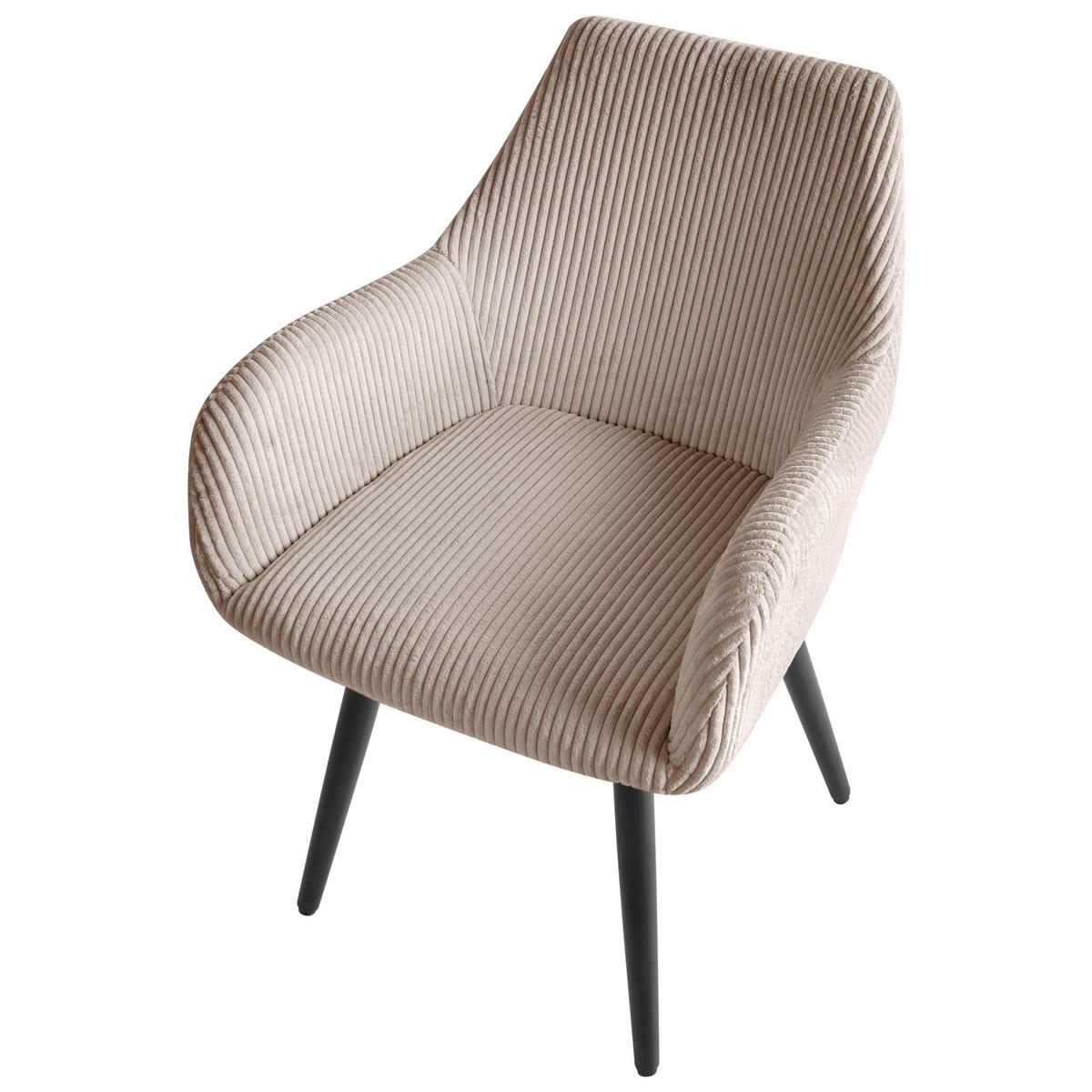 ESSZIMMERSTUHL 2er Set Cord Beige Mori - Beige, Textil/Metall (56/83/64cm) - Beliani