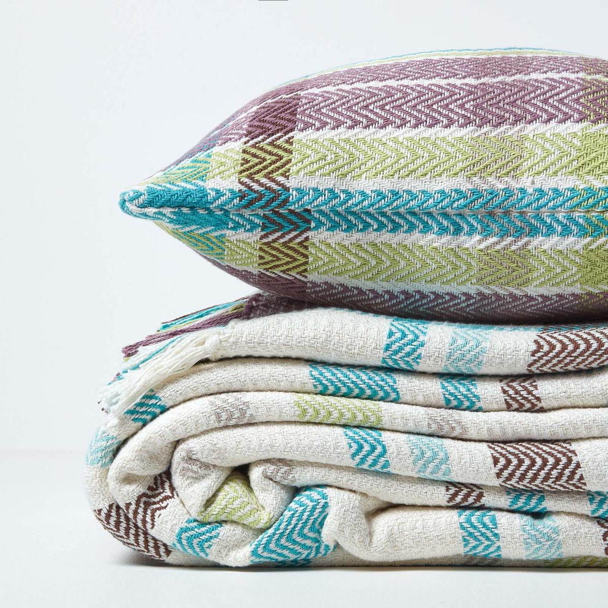ÜBERWURF Falun 255/360 cm, Schottenkaro, 100% Baumwolle - Grün, Textil (255/360cm) - Homescapes