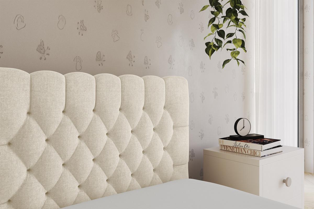 EINZELLBETT Jugendbett mit Bettkasten und Matratze H3/H4, Links - MULY 100x200 Beige - Beige, Holzwerkstoff/Textil (100/200cm) - ALTDECOR