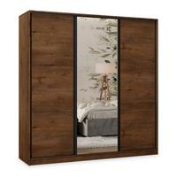 SCHWEBETÜRENSCHRANK TARI 200/205/58 cm 3-türig mit Spiegel und 4 Schubladen Eichefarben - Eichefarben, Holzwerkstoff (200/205/58cm) - MASSENO