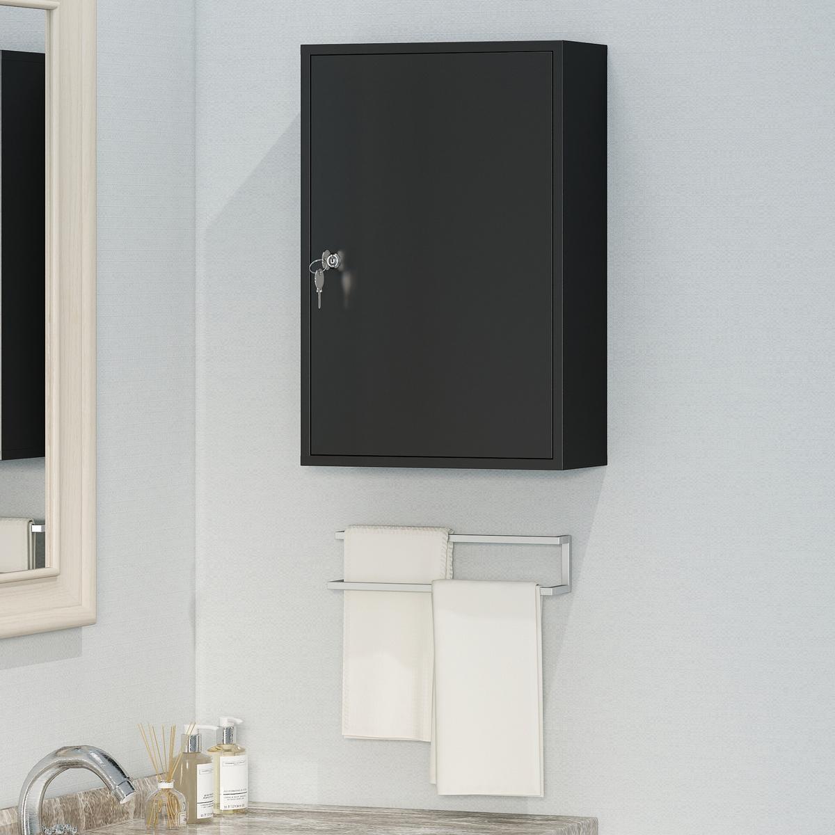 MEDIZINSCHRANK Metall Schwarz - Schwarz, Metall (18/60/40cm) - Kleankin