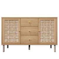 SIDEBOARD in eichenoptik mit gewebten fronten, 2 türen und 3 schubladen - Eichefarben, Holz (120/70/40cm) - Urban Meuble