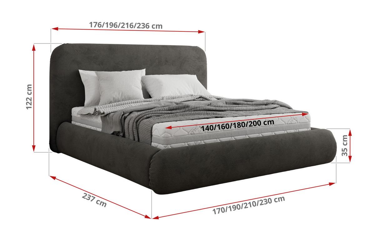 POLSTERBETT BENEA CLASSIC 160/200 - Dunkelgrau Velvet - Multipocket-Matratze - Dunkelgrau, Textil (160/200cm) - MKS