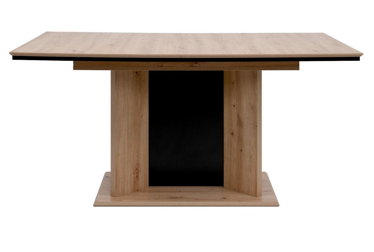 ESSTISCH Eiche Artisan, schwarz, Säulentisch ausziehbar 160 - 200 x 90 cm - Schwarz/Eiche Artisan, Holzwerkstoff (160/90/76cm) - Furn.Design