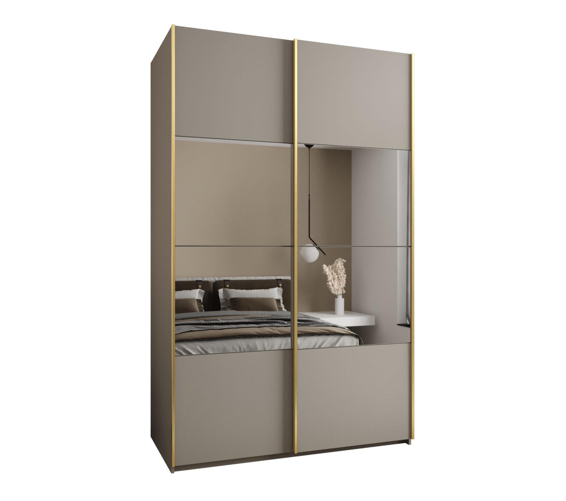 SCHWEBETÜRENSCHRANK 245,5/160/64 2-türig - Kaschmir/Goldfarben, Holz/Metall (160/245/64cm) - Abiks Möbel