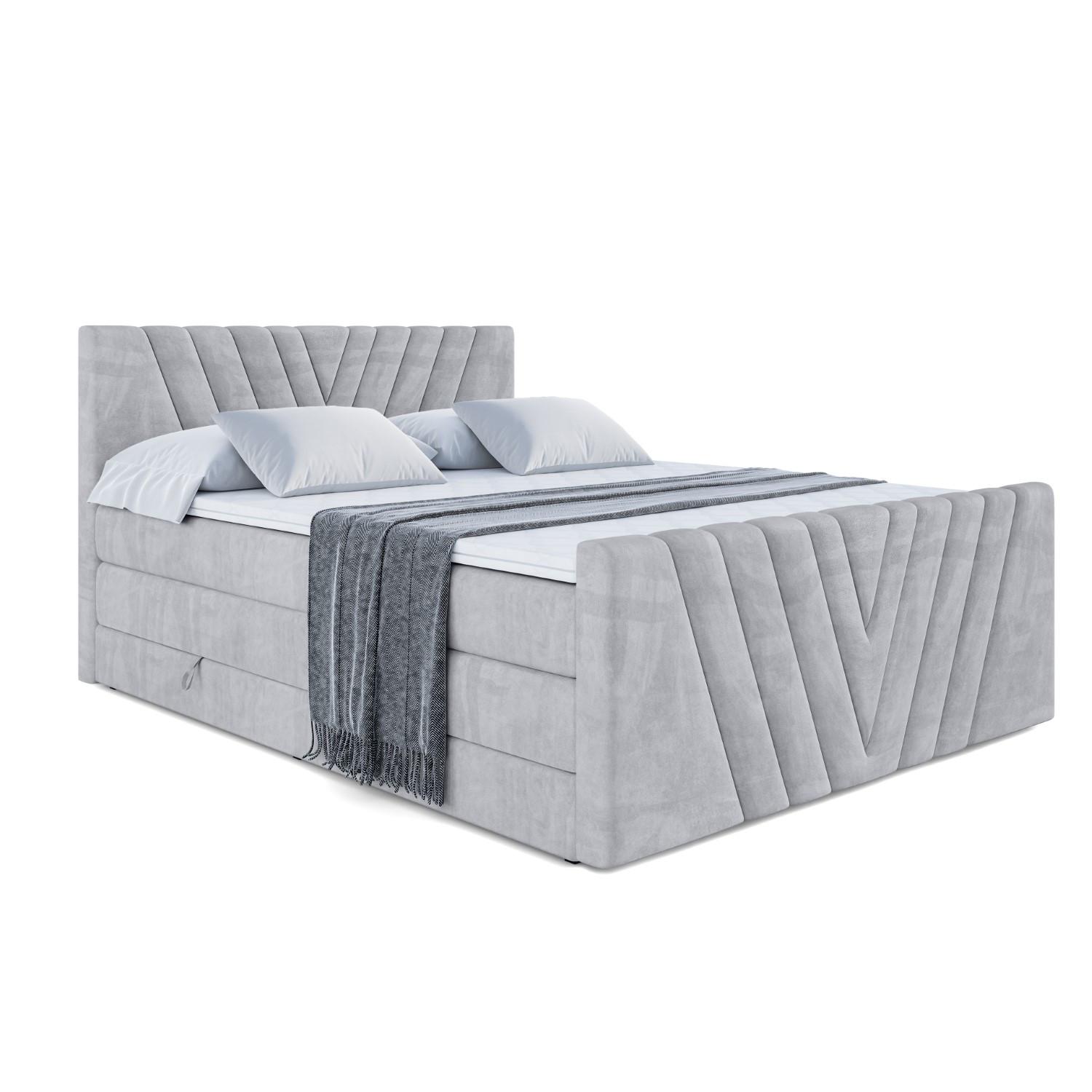 BOXSPRINGBETT ERNINA-Z KING - 140x200 - H3/H4 - Hellgrau - Hellgrau, Holzwerkstoff (140/200cm) - ALTDECOR