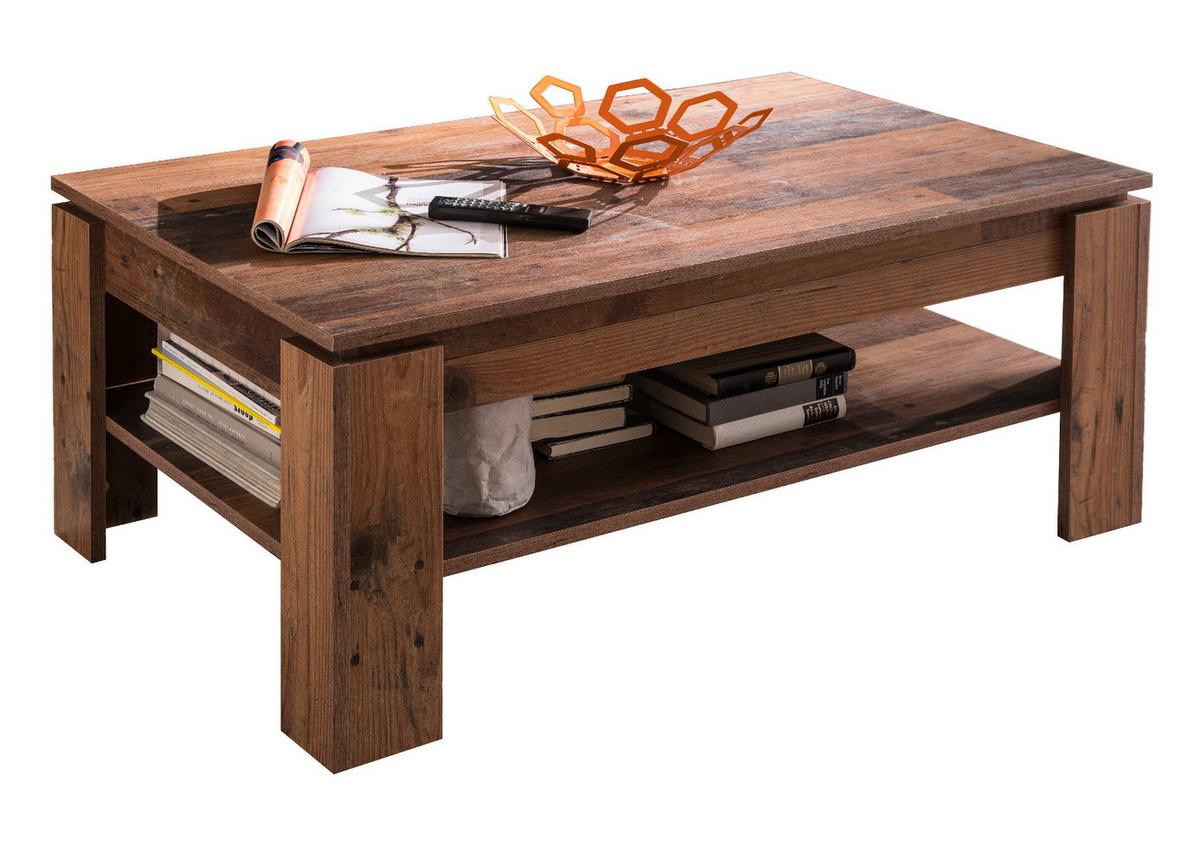 COUCHTISCH Used Wood Altholz 110 x 65 cm, Wohnzimmer Tisch mit Ablage - Braun/Grau, Holzwerkstoff (65/110/47cm) - Top.Furn