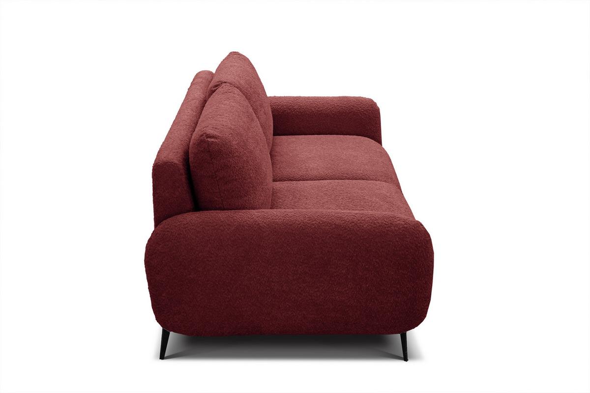 SOFA FEBE 3-Sitzer, bordeaux - Bordeaux/Schwarz, Holz/Textil (190/82/96cm) - Wozimo