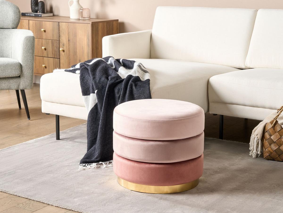 POUF Louin 48/48/41 cm - Pink, Textil (48/41/48cm) - Beliani