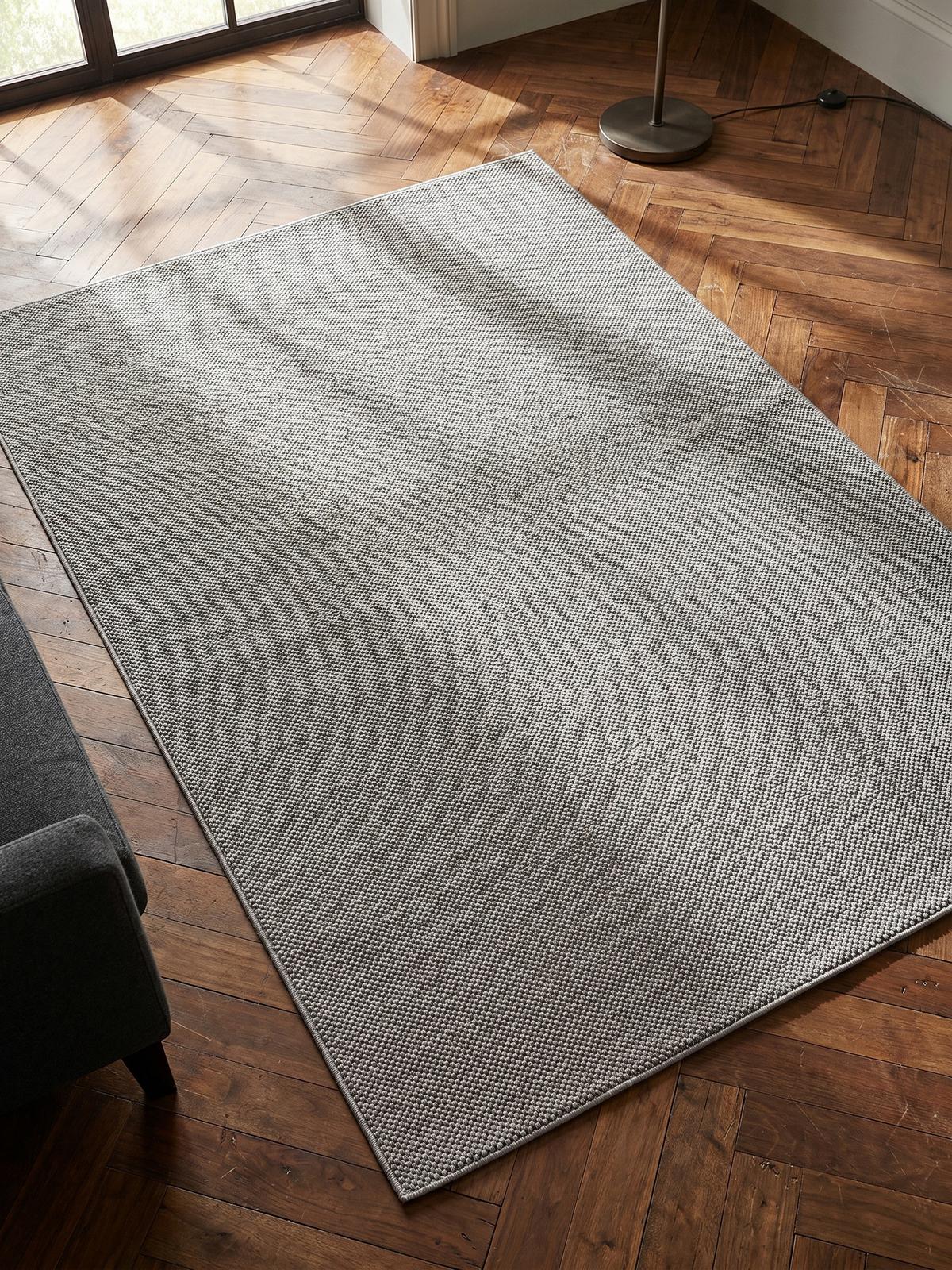 TEPPICH Flachgewebe LANGAU in Silber, meliert, 160 x 230 cm - Silberfarben, Textil (230/160cm) - KADIMA DESIGN