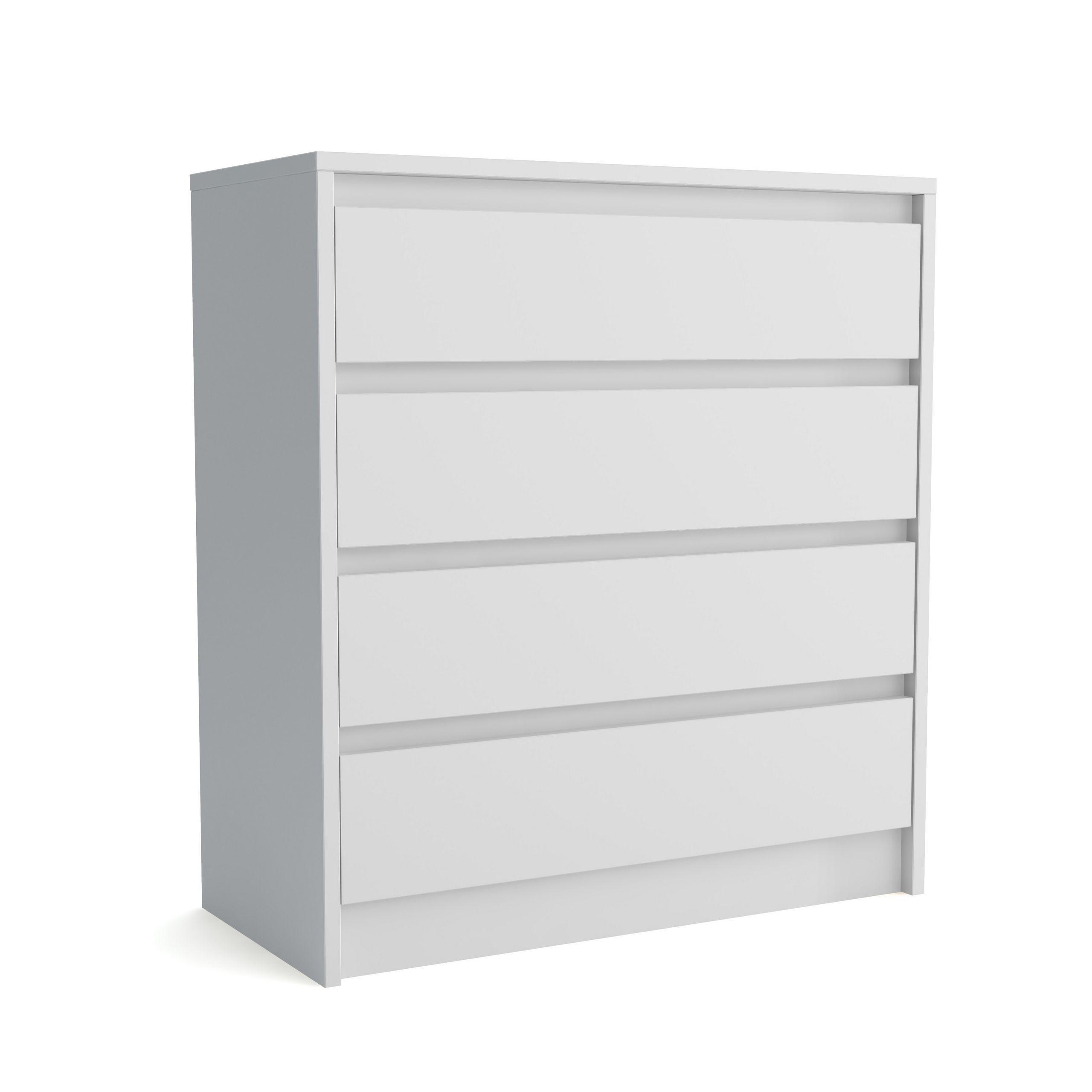 KOMMODE ASTORRE 75/82/35 cm mit 4 Schubladen Weiß - Weiß, Holzwerkstoff (75/82/35cm) - MASSENO