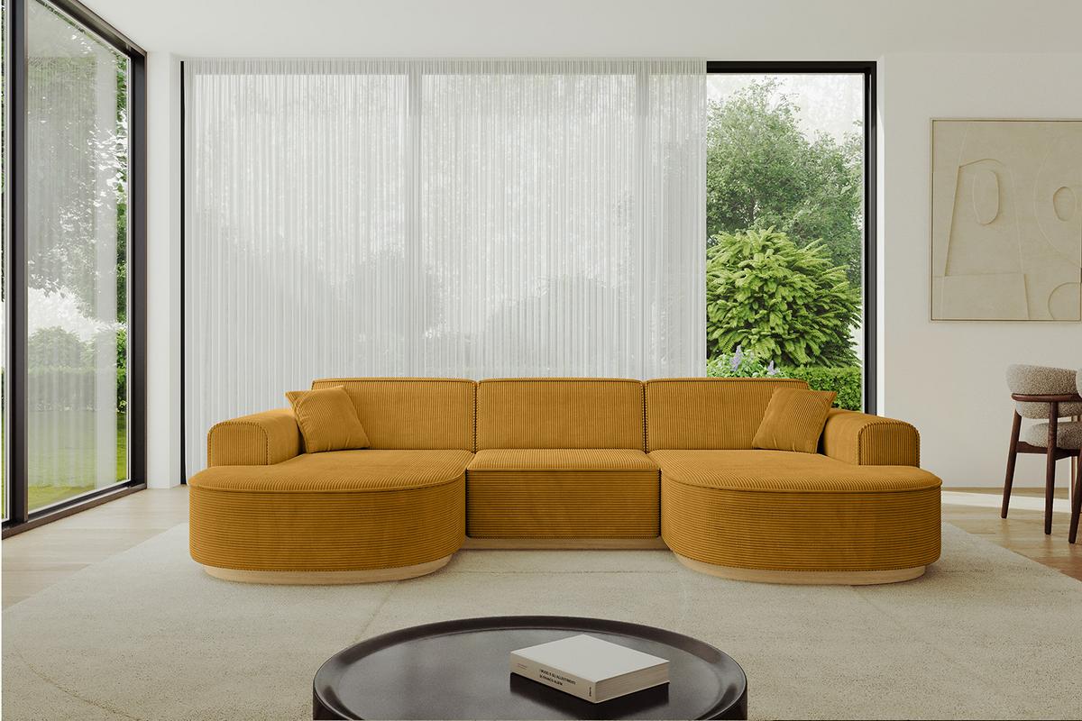 WOHNLANDSCHAFT MARI-U1-v2 - 303x171x83 cm Senfgelb Cord - Gelb, Holzwerkstoff/Textil (303/83/171cm) - ALTDECOR