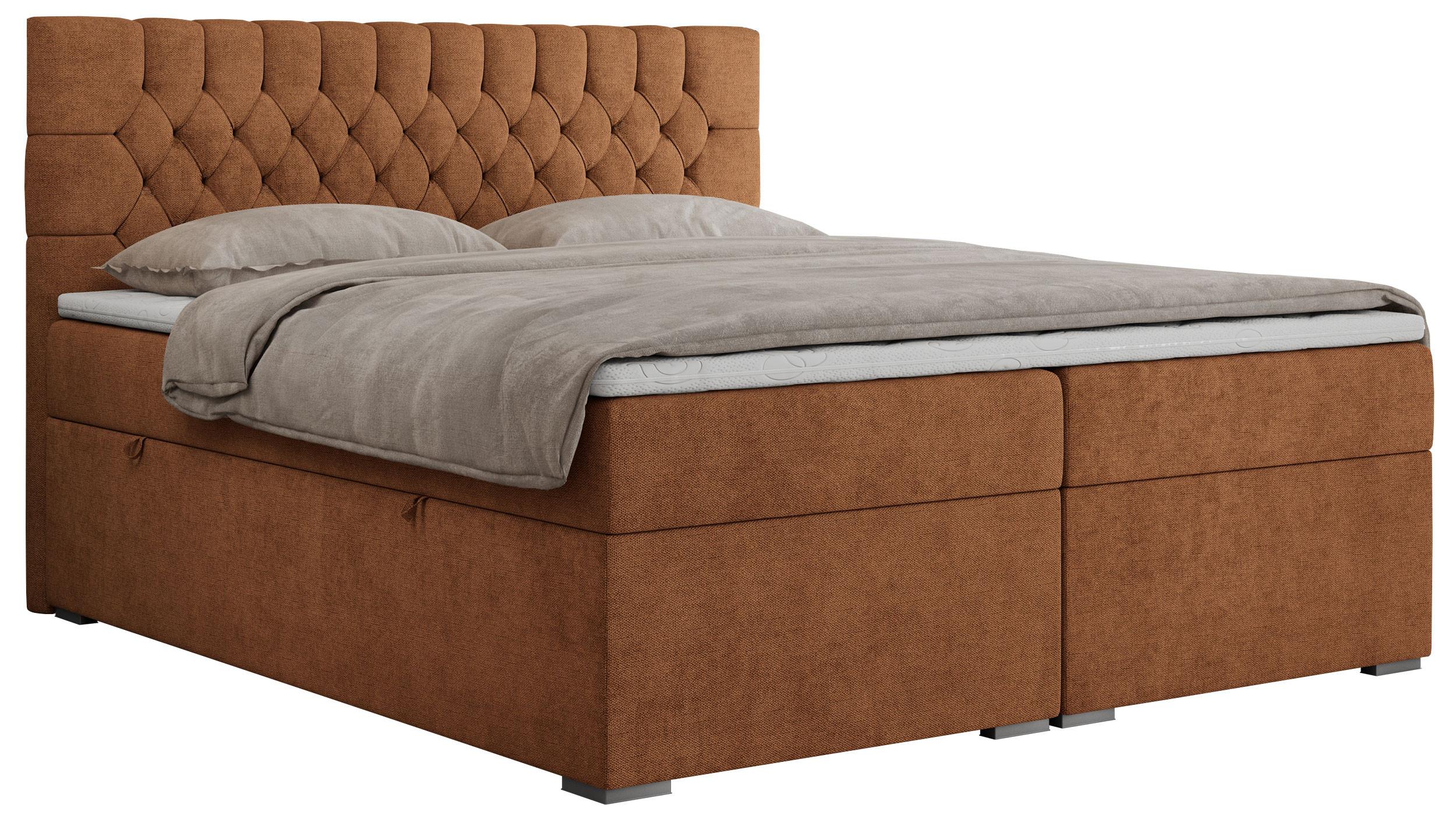 BOXBETT PERA 200/200 Orange Struktur - H4 - Orange, Holz/Textil (200/200cm) - MKS