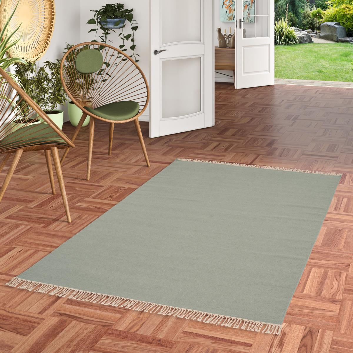 WOLLE NATUR TEPPICH KELIM MILA - Grau, Textil (140/200cm) - Pergamon