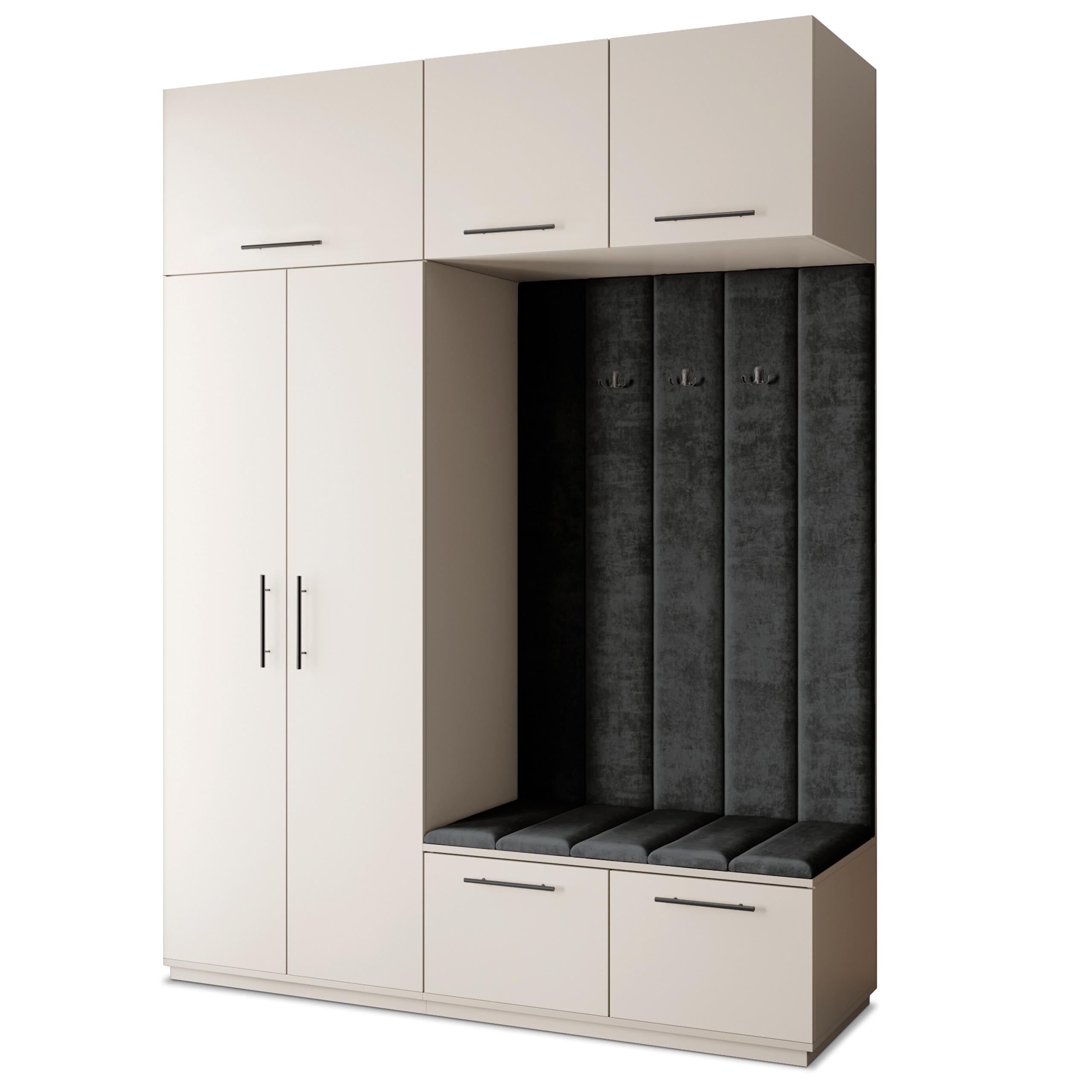 GARDEROBENSCHRANK REMA 180/240/60 cm Modern Kaschmir - Kaschmir/Schwarz, Holzwerkstoff (180/240/60cm) - MASSENO