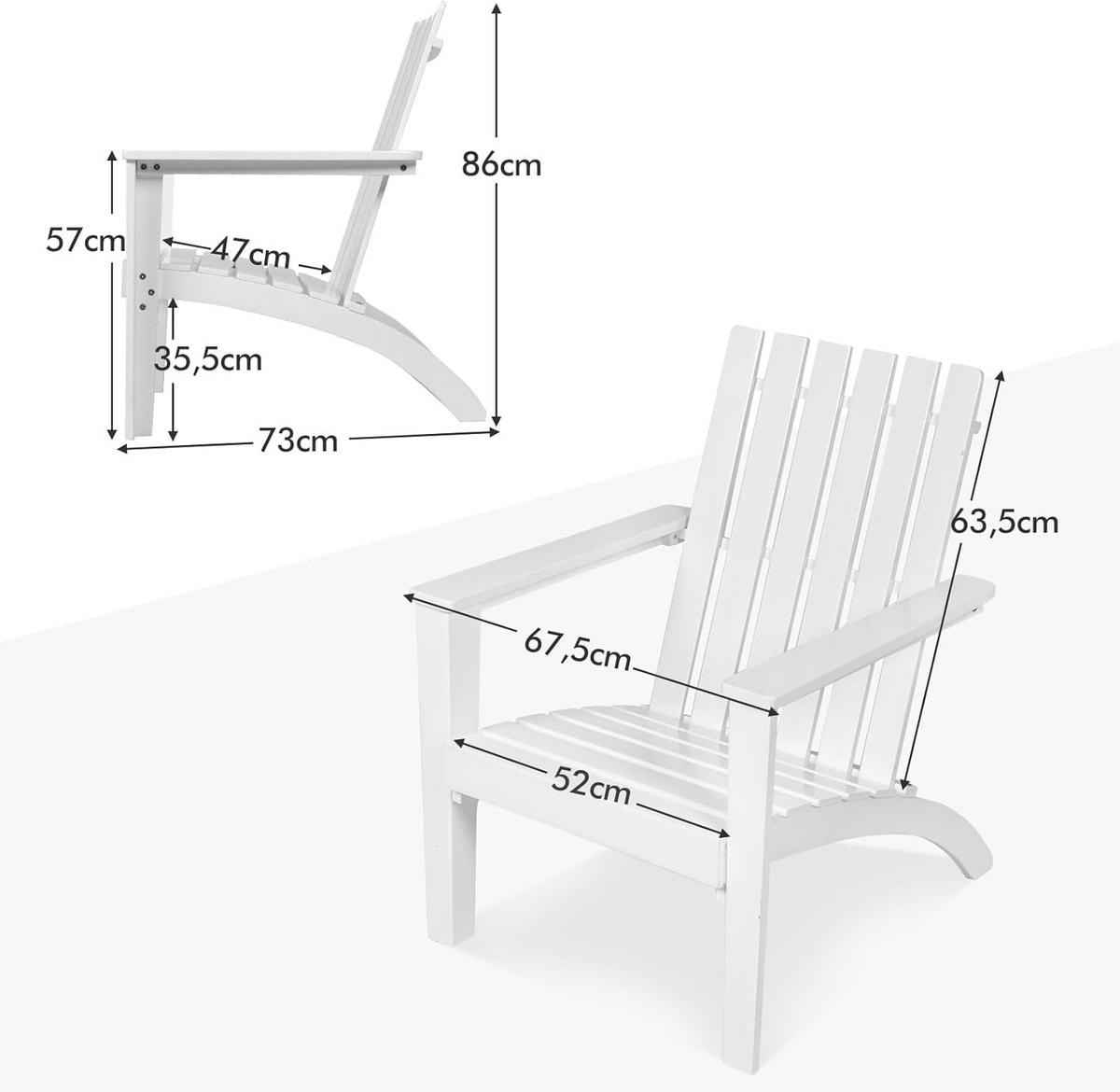 STUHL Weiß - Weiß, Holz (73/86/67.5cm) - COSTWAY