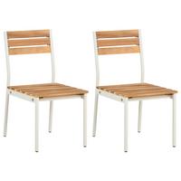 GARTENSTUHL 2er Set Akazienholz Braun Corricella - Creme, Holz (47/90/54cm) - Beliani