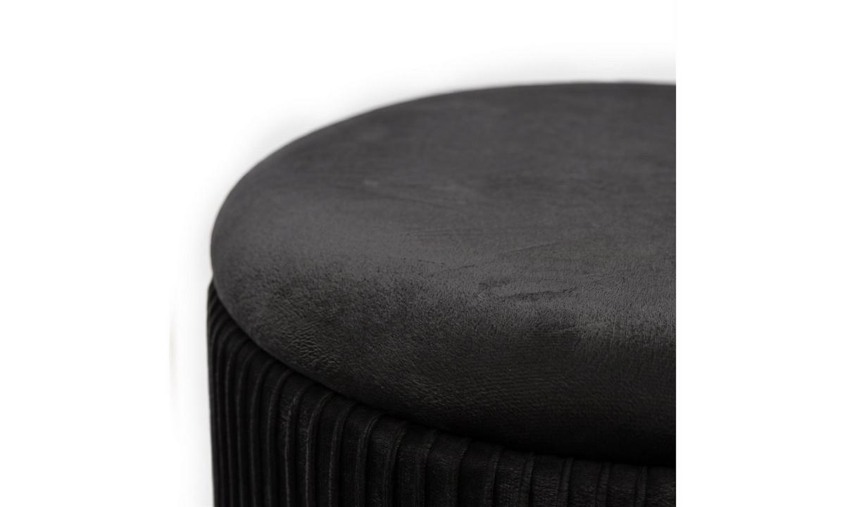 HOCKER-SET GEMINI 37/37/42 cm Schwarz - Goldfarben/Schwarz, Textil/Metall (37/42/37cm) - Lookway