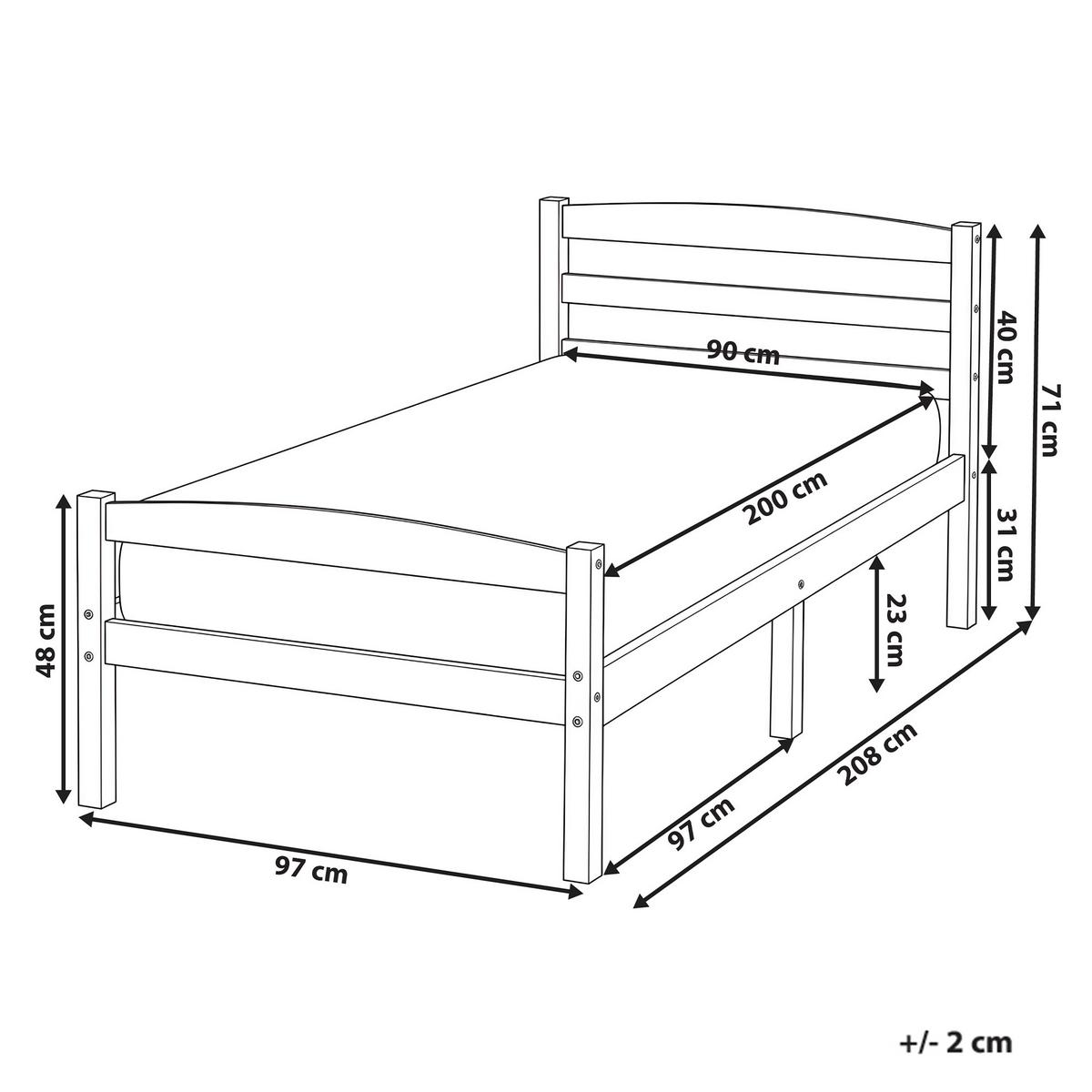 BETT mit Lattenrost 90/200 Kiefernholz Hellbraun Echallon - Hellbraun/Braun, Holz (90/200cm) - Beliani