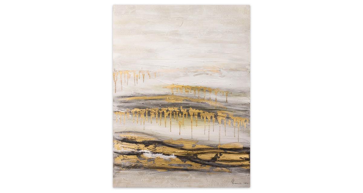 ACRYLBILD HANDGEMALT 75/100 cm - Beige/Goldfarben, Holz/Textil (75/100cm) - KUNSTLOFT