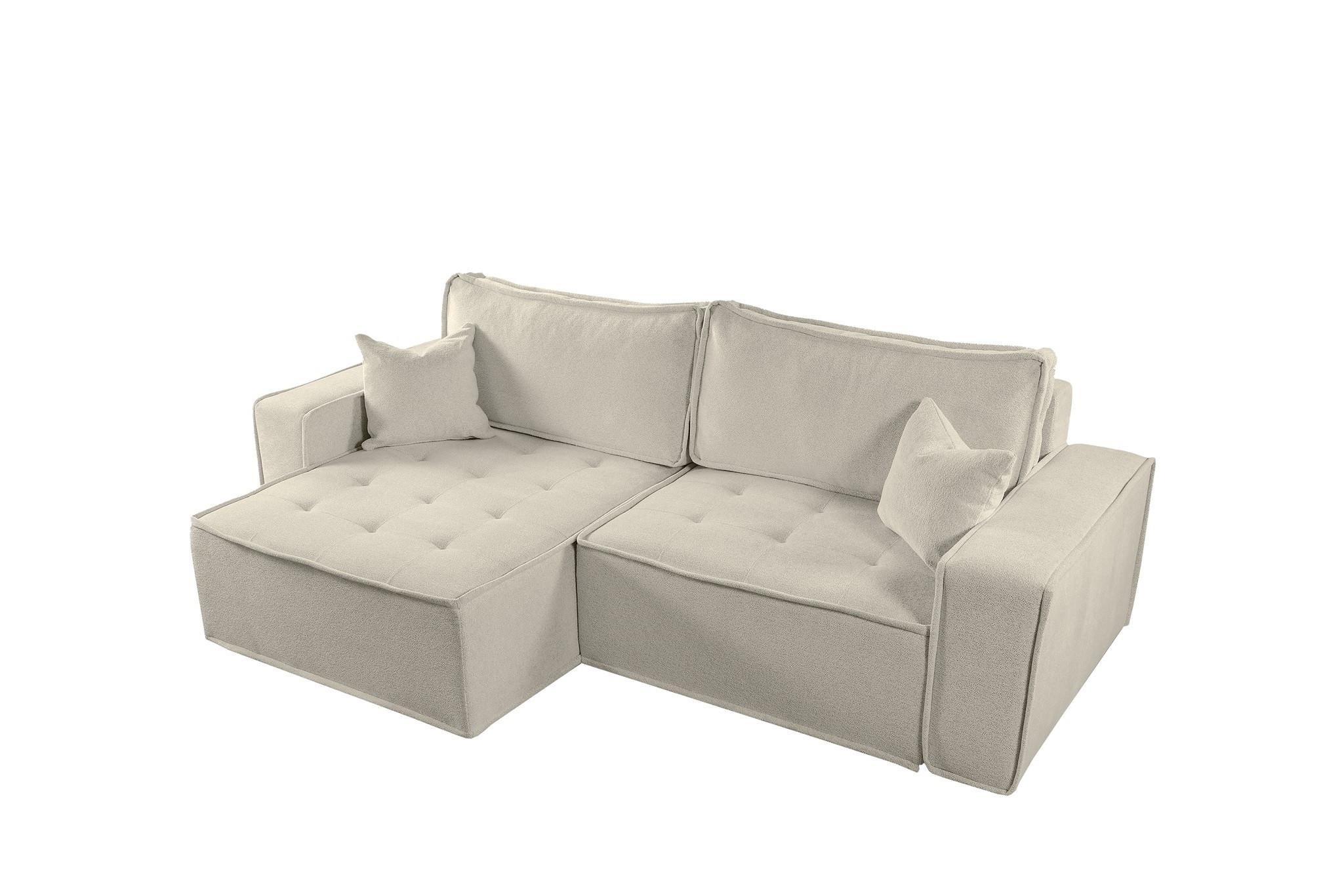ECKSOFA Schlafsofa Flosi In Raven - Creme, Holzwerkstoff/Textil (248/140cm) - Fun Möbel