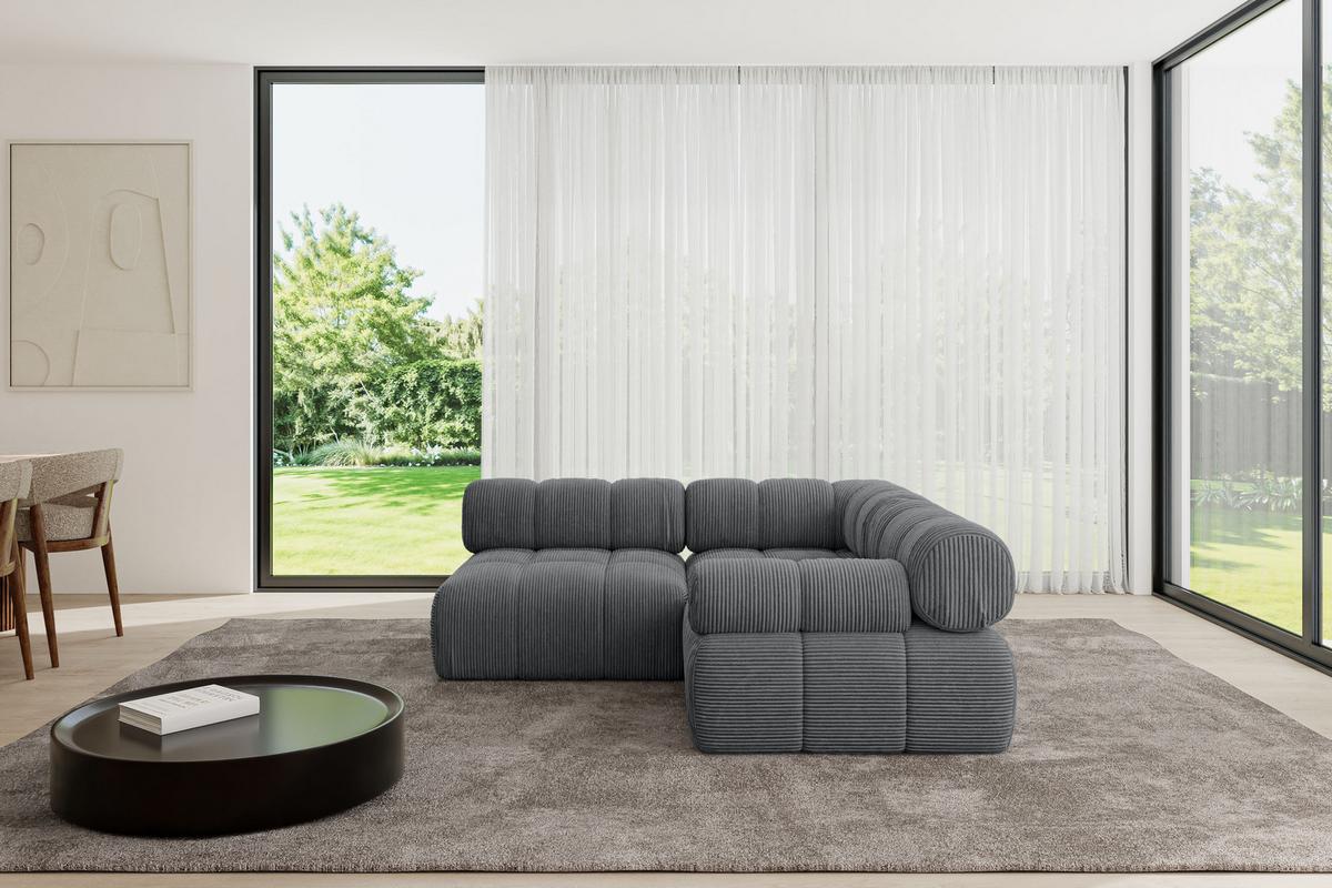ECKSOFA modulares Sofa Mende-L1 - 190x190x70 cm Dunkelgrau Cord - Dunkelgrau, Holzwerkstoff/Textil (190/190cm) - ALTDECOR
