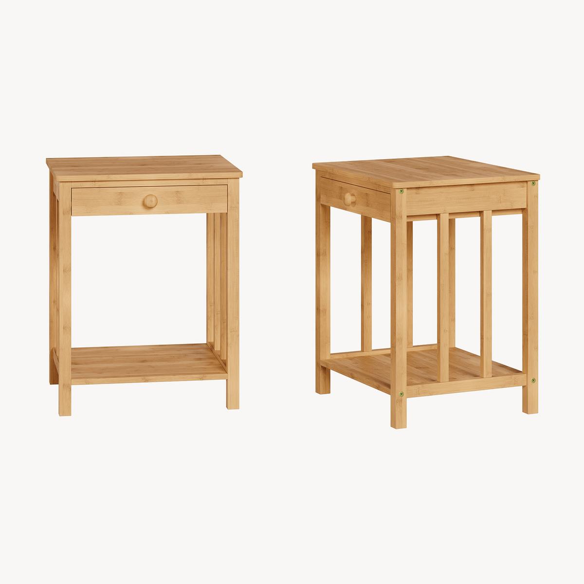 BEISTELLTISCH-SET 2 TLG. Ranua - Naturfarben, Holz (35/40/51cm) - [en.casa]