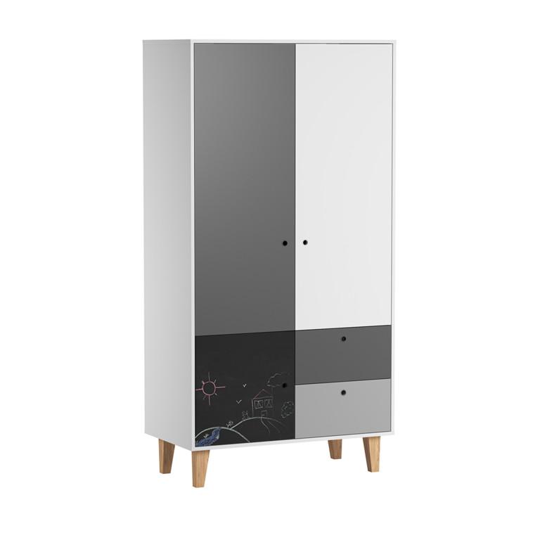 SCHRANK grau und schwarz - Grau, Holzwerkstoff (103.5/201.5/55cm) - Petits-meubles