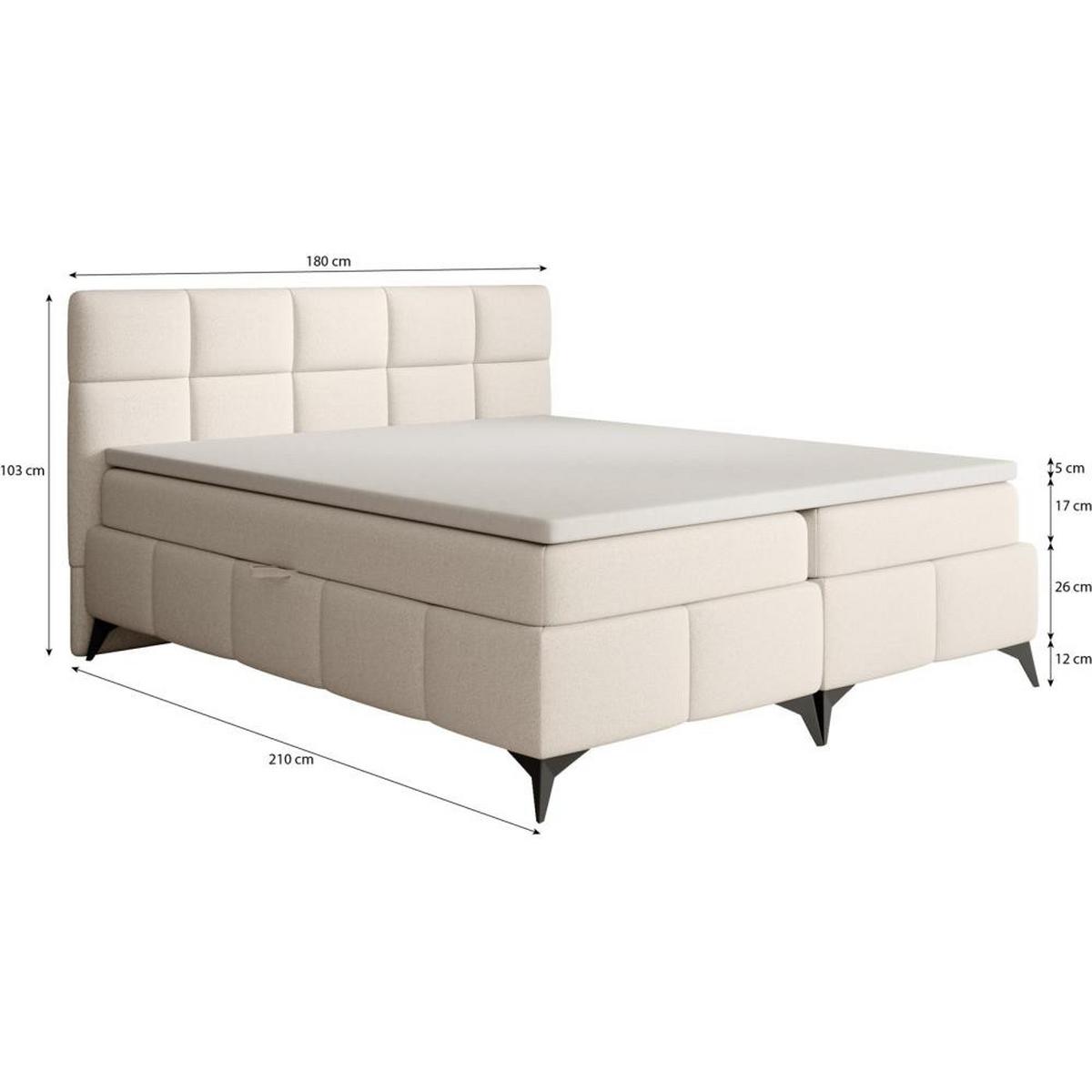 BOXBETT Solido mit Bettkasten 180x200 cm grün - Schwarz/Grün, Textil/Metall (180/200cm) - Beautysofa