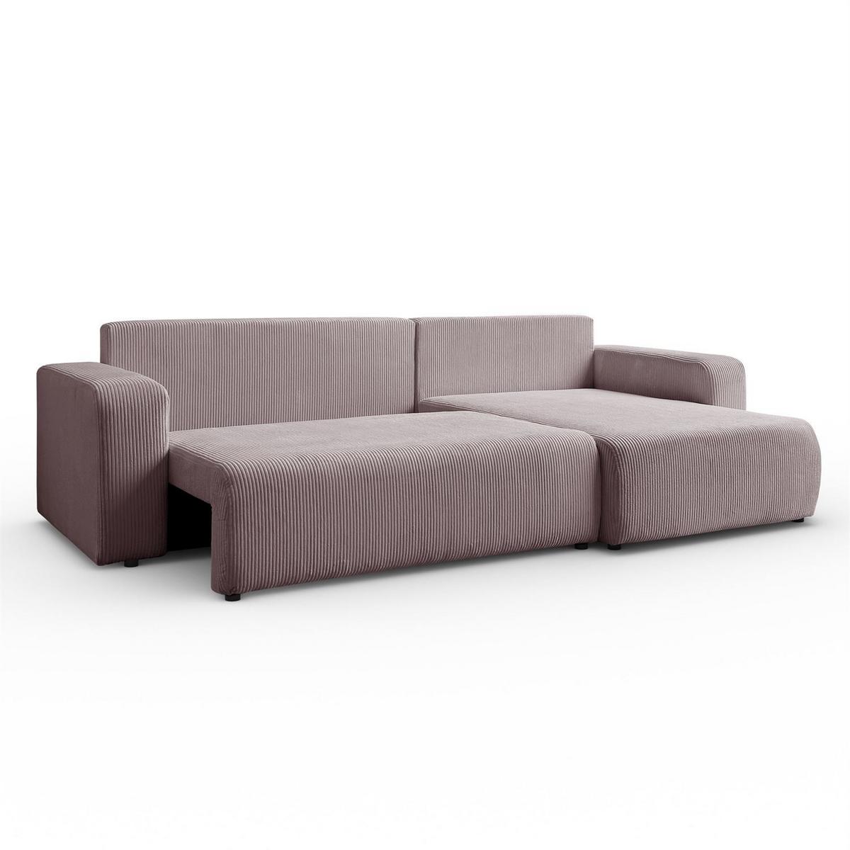 ECKSOFA Gepolstertes PRESTIGE XL mit Schlaffunktion und Bettkasten, Poso 27 - Rosa, Textil (277/143cm) - Lookway