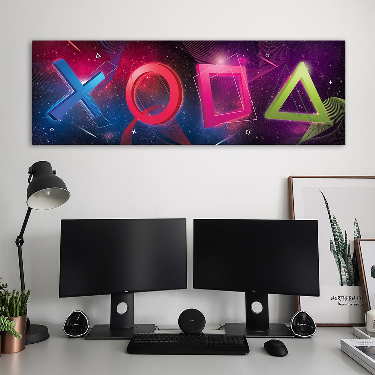 LEINWANDBILD Spielkonsole für Gamers 120x40cm - Multicolor, Textil (120/40cm) - Feeby