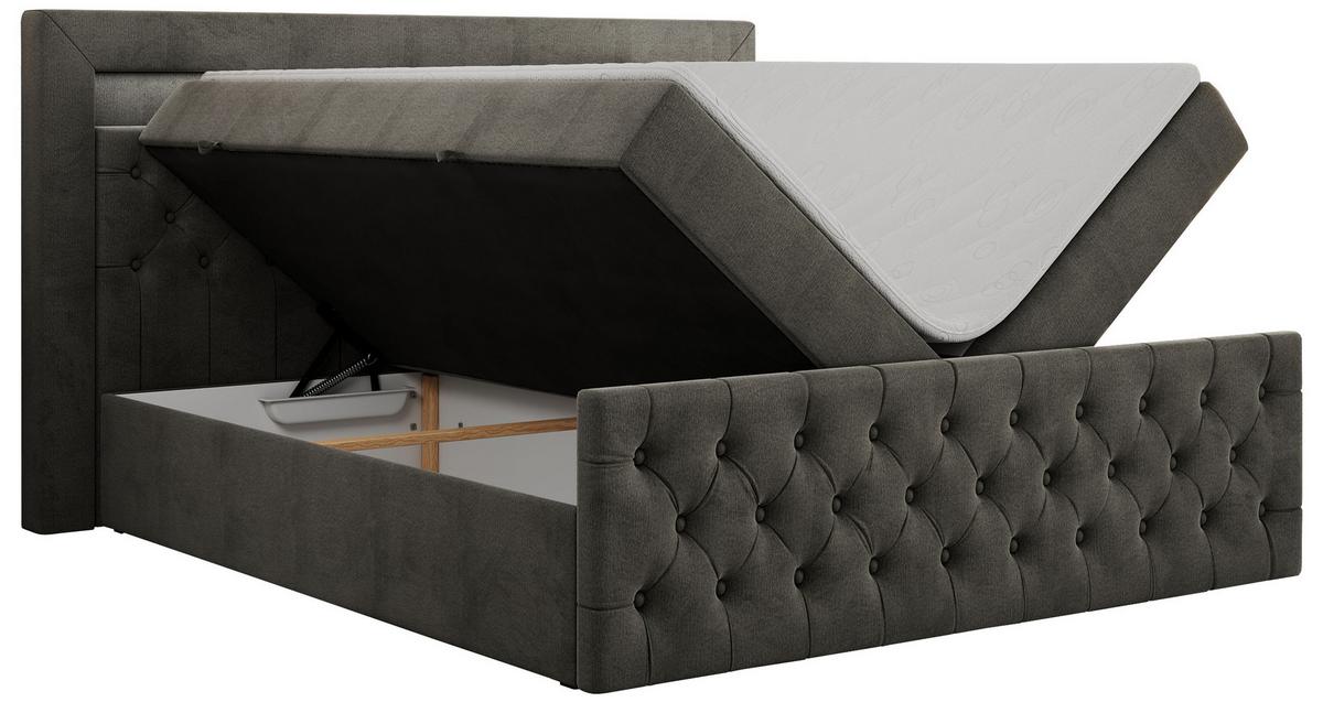 BOXBETT GOLD-9 LED 200/200 Dunkelgrau Velvet - H4 - Dunkelgrau, Holz/Textil (200/200cm) - MKS
