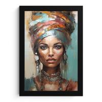 POSTER MIT RAHMEN Frau - Kunst - Schmuck - Porträt Poster 20x30 cm - Blaugrau, Papier (20/30cm) - MuchoWow