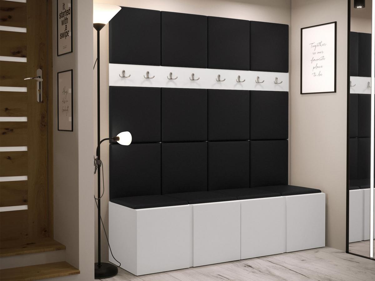 GARDEROBEN-SET Orion V - Schwarz/Weiß, Holzwerkstoff/Kunststoff (168/186/46cm) - MIRJAN24