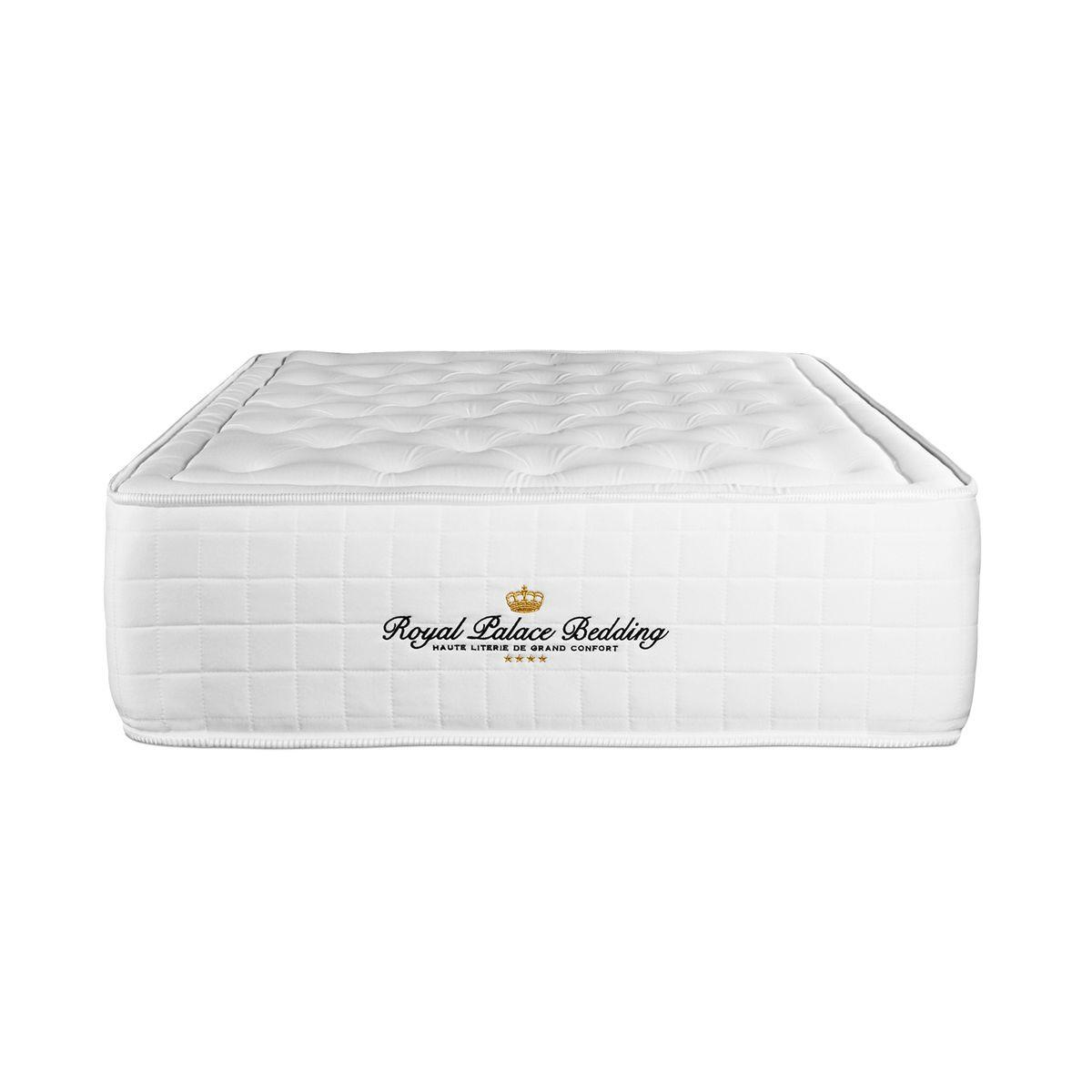 BETT Buckingham Memory-Schaum 90 x 200 cm h1 - Kit Bettgestell Weiß - Beige/Weiß, Karton/Holz (90/200cm) - ROYAL PALACE BEDDING